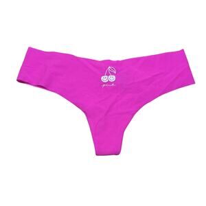 Victoria's Secret PINK No Show Seamless Thong Smile Cherries Graphic Size Medium
